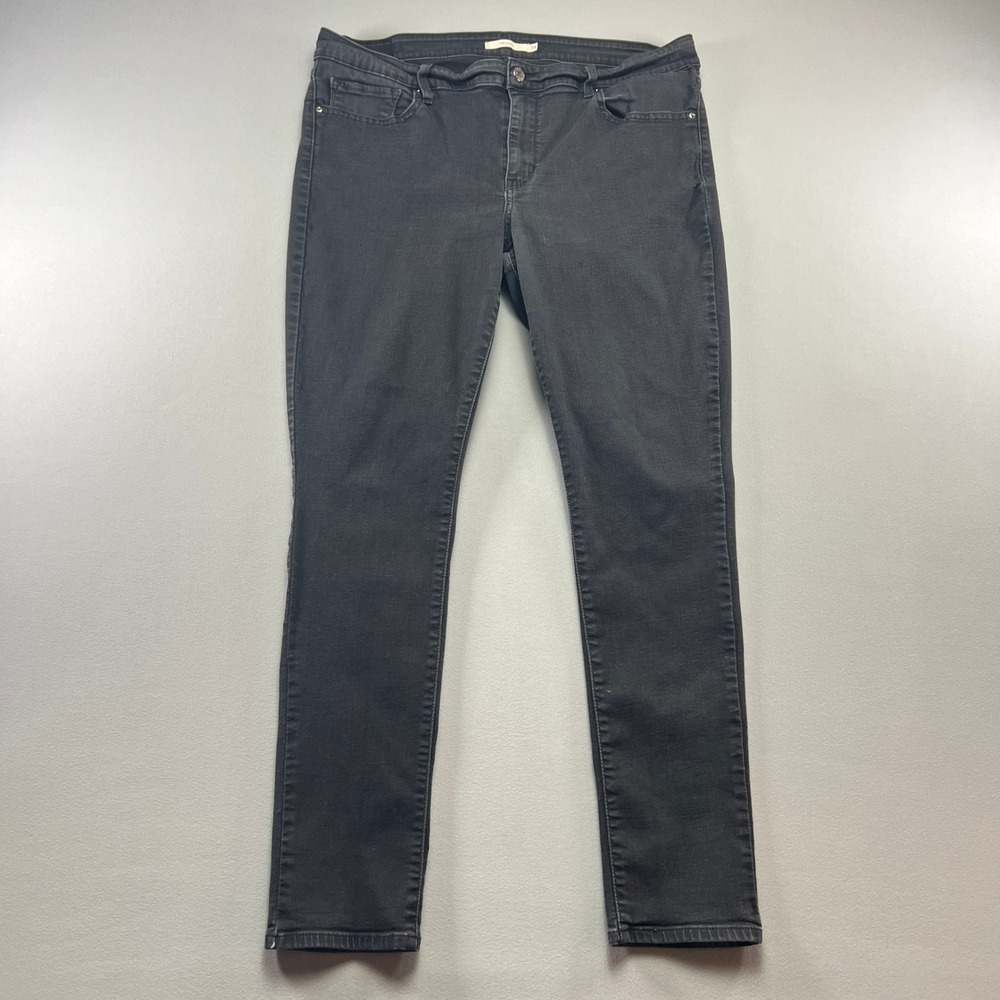 Levi's 711 Skinny Jeans Women 34 Black Denim Stretch Dark Wash Mid Rise Slim Fit